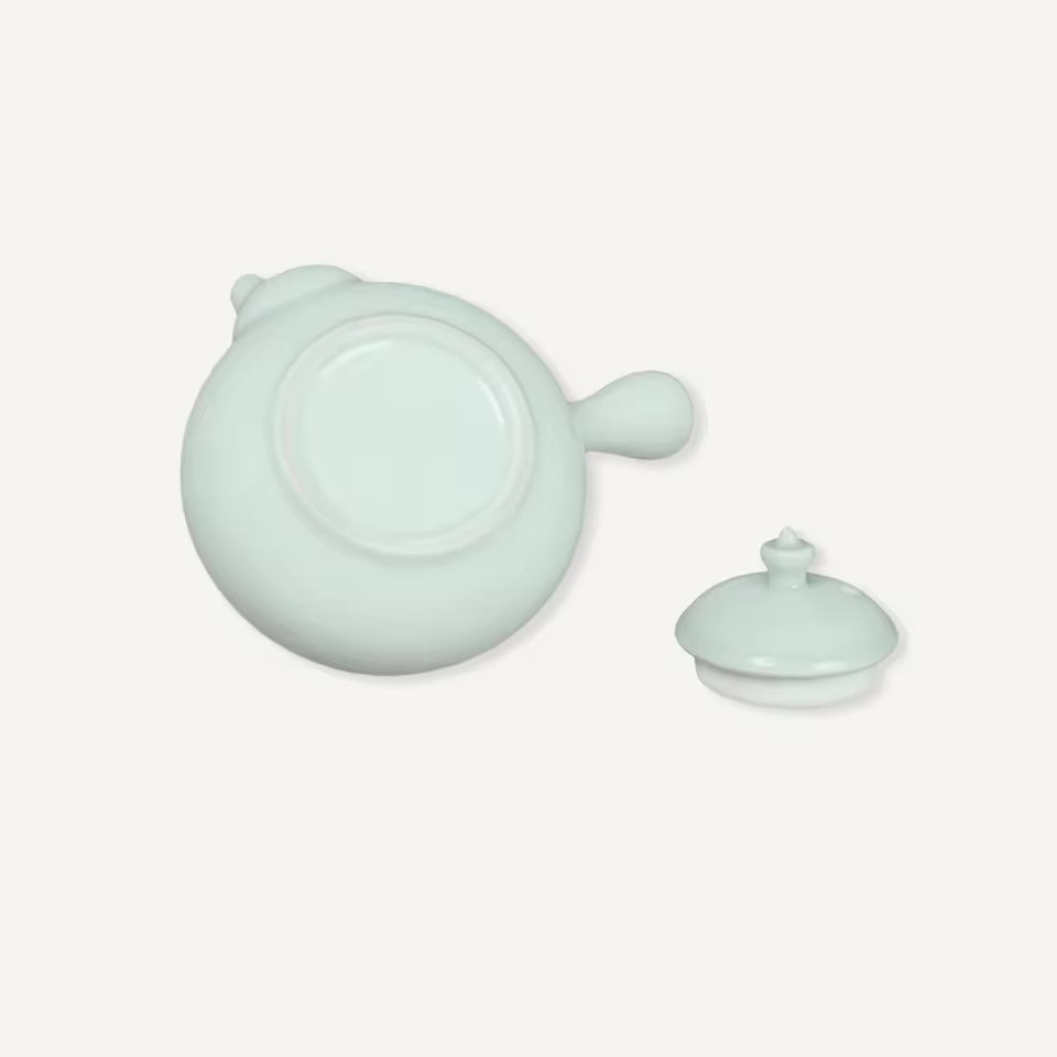 High-end Ceramic Tea Set Handmade Ru Kiln Tea Set with Teapot and 6 Cups,Chinese Celadon Crackle Glaze Masterpiece