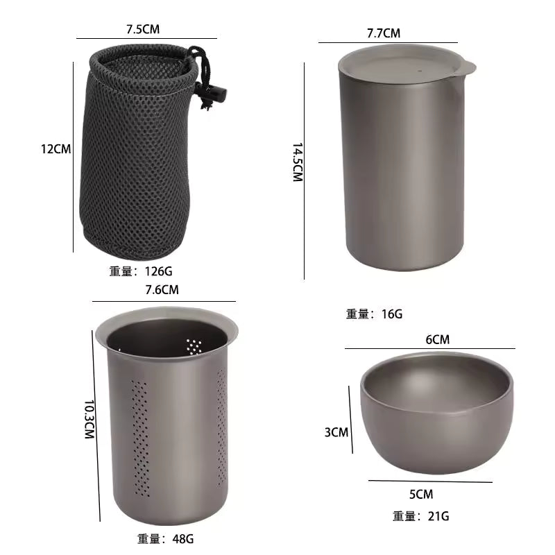 Bulk Order Stainless Steel Camping Tea Set Double-Layer Heat Insulation Food Grade Portable Tea Cups & Pot for Outdoor Use