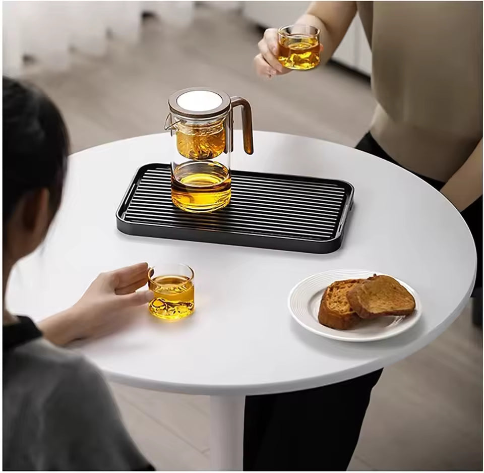 Factory Hot Selling 800ml Water Separation Magical Glass Teapot With Strainer and Wooden Handle