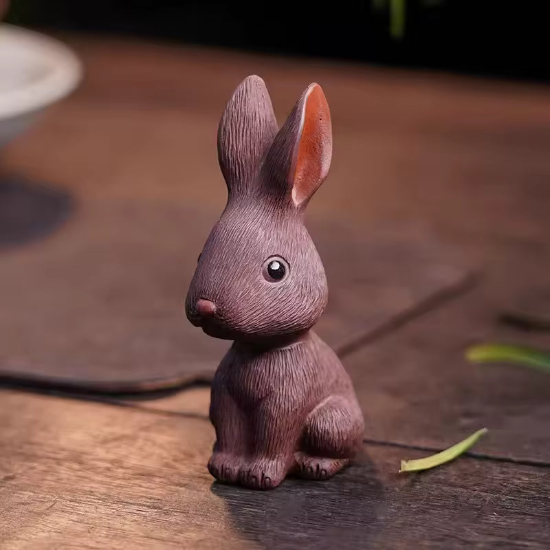 Purple Clay Rabbit Tea Pet Ornament High Quality Cute Animal Figurine Tea Sets Gongfu Tea Accessories Gift Box