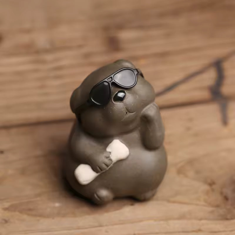 Purple Clay Tea Pet Ornament Cute Dog Animal Figurine Tea Set Gongfu Tea Accessories Home Decoration