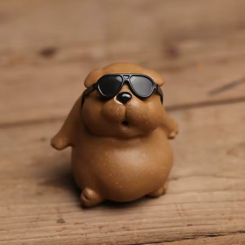 Purple Clay Tea Pet Ornament Cute Dog Animal Figurine Tea Set Gongfu Tea Accessories Home Decoration
