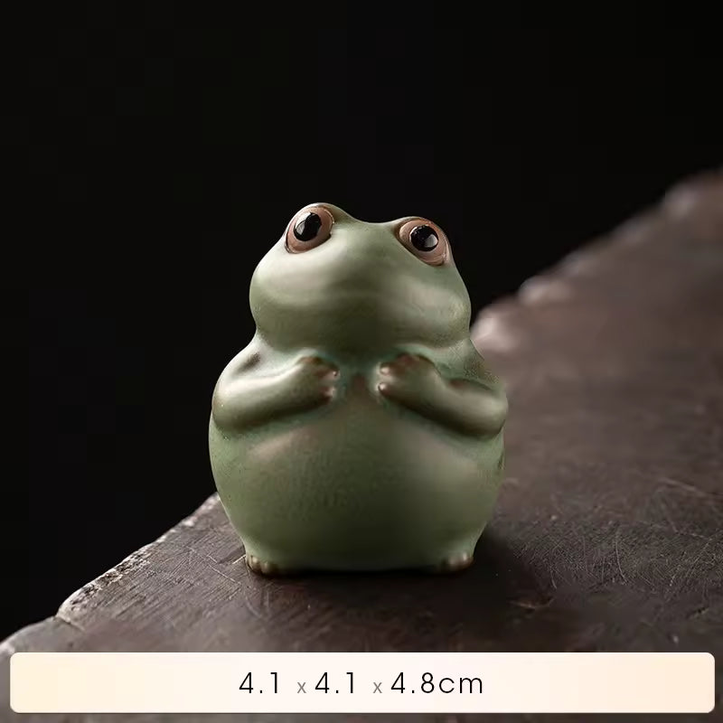 Cute Little Frog Tea Pet Ornament Personalized Tea Play Animal Figurine Zen Gongfu Tea Accessories Gift Home Decoration
