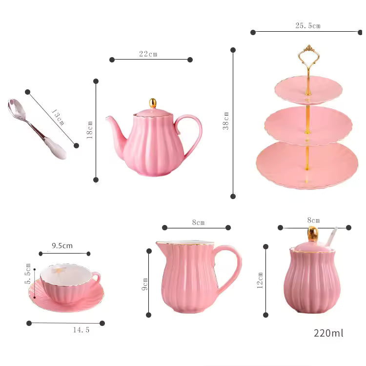 Modern Tea Party Gift Box Packaging Porcelain Coffee Teapot Sets Printed Ceramic Tea Pot Set Luxury